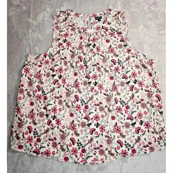 Torrid Rayon Slub Ruffle Mock Neck Tank Top Womens Size 4X Floral White - Picture 5 of 13